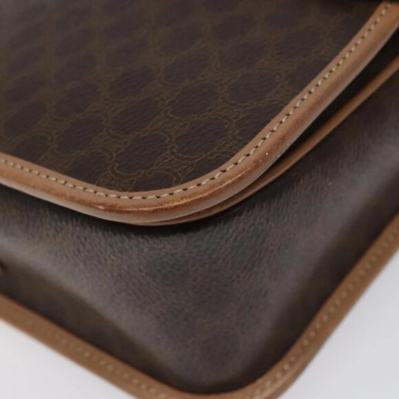 CELINE Macadam Canvas Shoulder Bag PVC Leather Brown Gold Auth BD184 - Picture 12 of 15